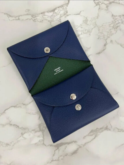 Hermes Calvi  Duo Bleu Saphir/Vert Anglais  Epsom  73/2Q