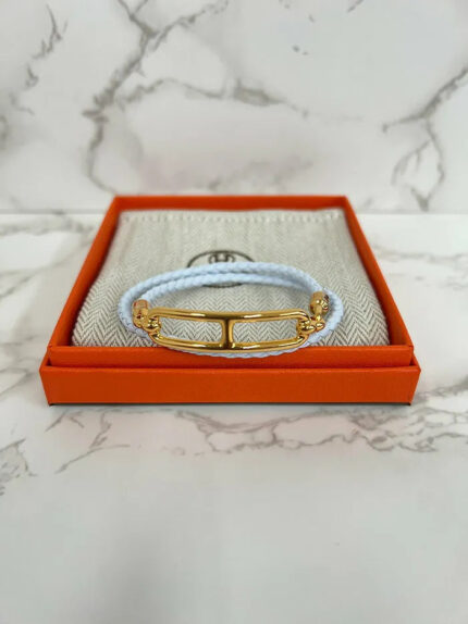 Hermes roulis double tour bracelet  Bleu brume GHW T3