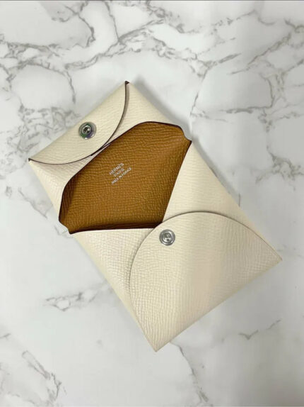 Hermes Calvi Hermes Bastia change purse Nata/Sesame Epsom