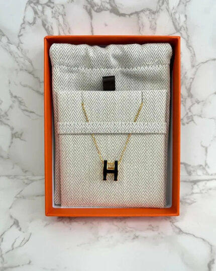 Hermes  Pop H Pandant Necklace Noir GHW