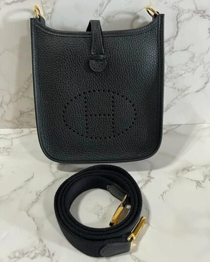Hermes Mini Evelyne 16 TC Noir 黑色 GHW  89 U Stamp