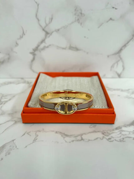 Hermes Mini Clic Ch D’ancre Bracelet marron glace GHW Pm Size