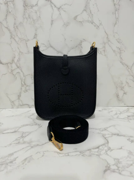Hermes Mini Evelyne 16 TC Noir 89 B Stamp GHW