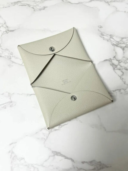 ❤️Hermes Calvi card holder Evercolor Beton 8L
