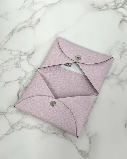 Hermes  Calvi card holder epsom Mauve Pale 09