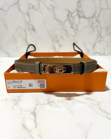Hermes Kelly 18 Adjustable Belt Etoupe RGHW 60cm-100cm