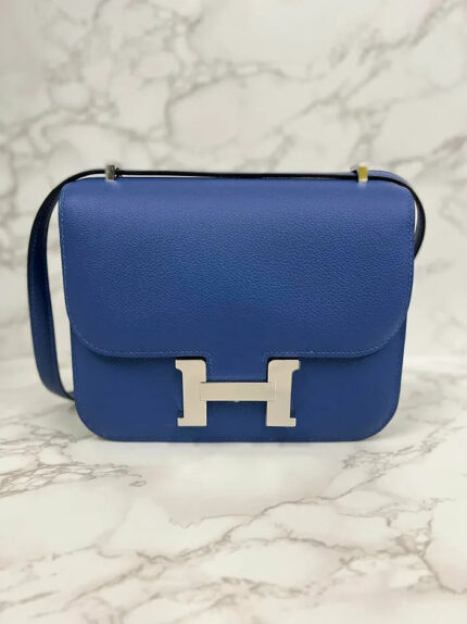 Hermes Mini Constance Bleu Brighton/ Gold Evercolour PHW  U Stamp