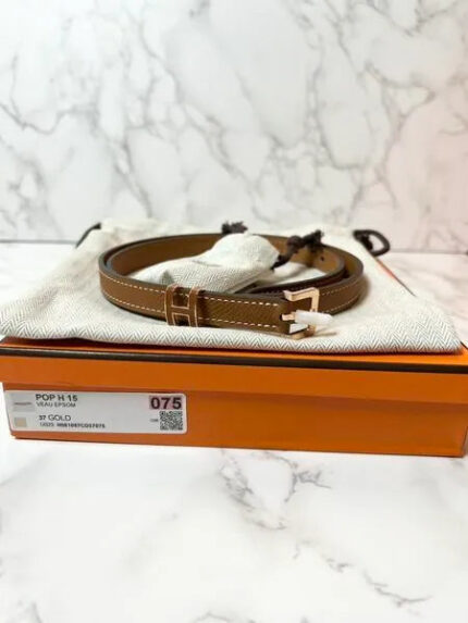 Hermes Pop H 15 Women Belt  Gold 75