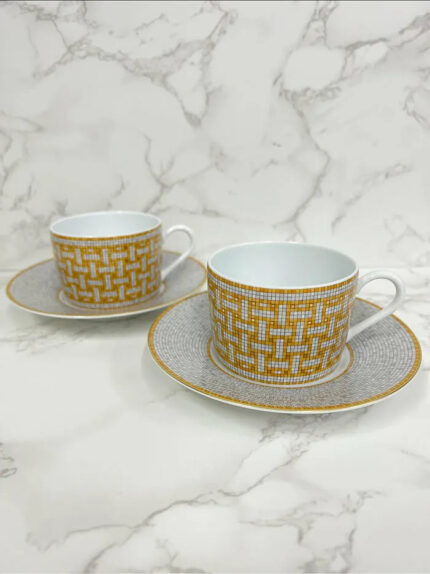Hermes Mosaique au 24 gold Coffee Cup Set