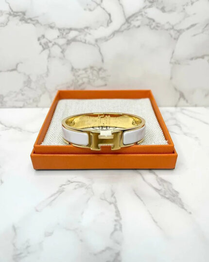 Hermes Clic H Bracelet Blanc GHW PM size