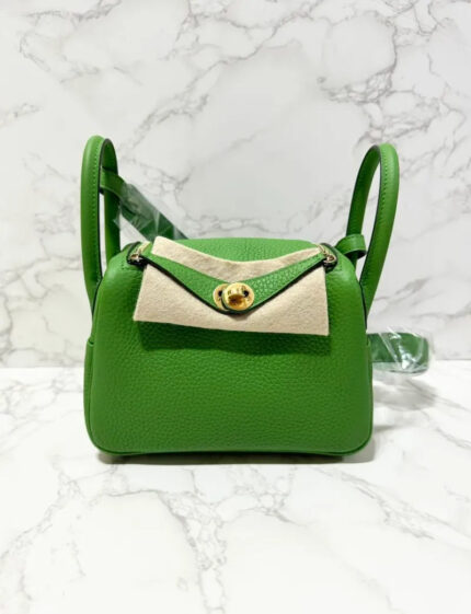 ❤️Hermes Mini Lindy Bag Vert Yucca GHW B Stamp