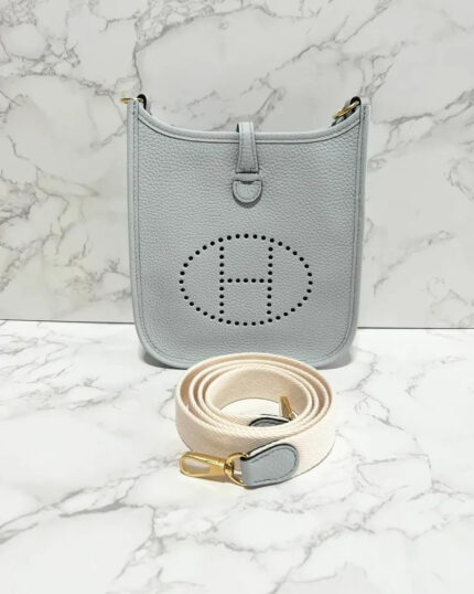 Hermes Mini Evelyn 16 TC Bleu Pale GHW