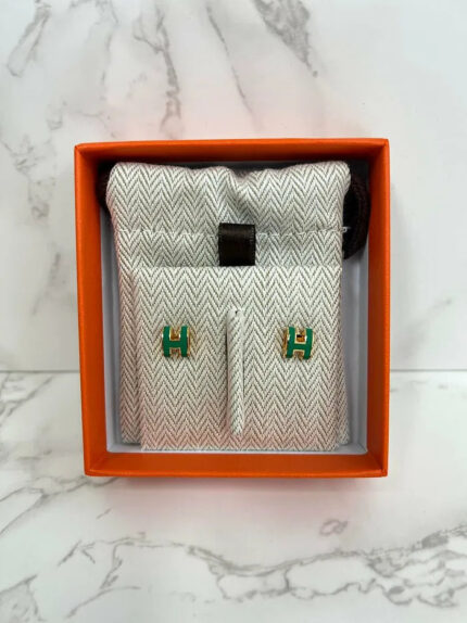 ❤️Hermes Mini Pop H earrings Malachite GHW