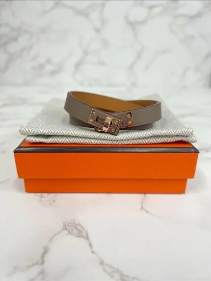 ❤️Hermes mini Kelly Etoupe RGHW Bracelet  T2
