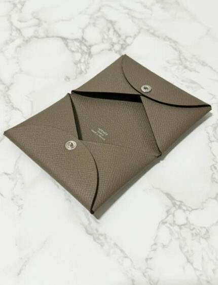 Hermes Calvi card holder epsom  Etoupe