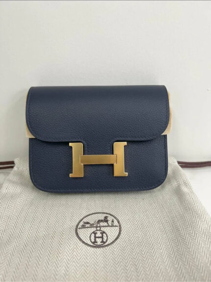 Hermes Constance Slim wallet Evercolor Bleu Nuit 2Z GHW
