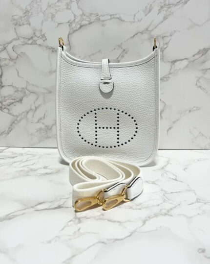 Hermes Mini Evelyne 16 TC GHW New White 0U