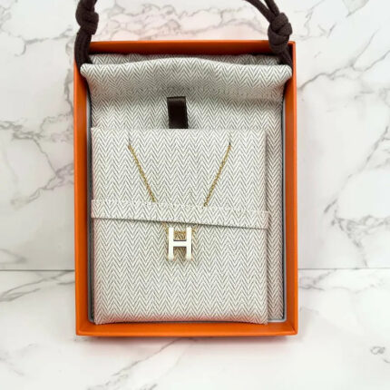 Hermes  Pop H Pandant Necklace Blanc GHW