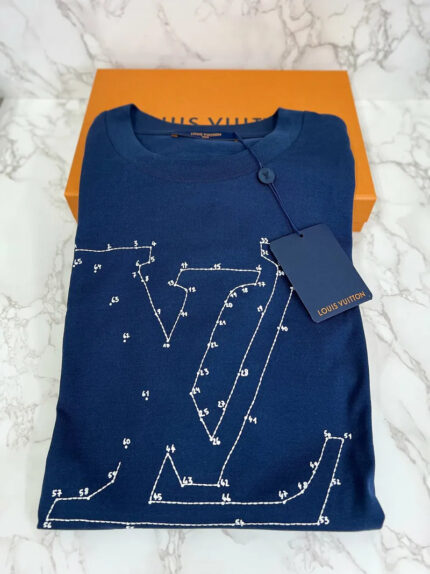 Lv Stitch Print And Embroidered T-Shirt