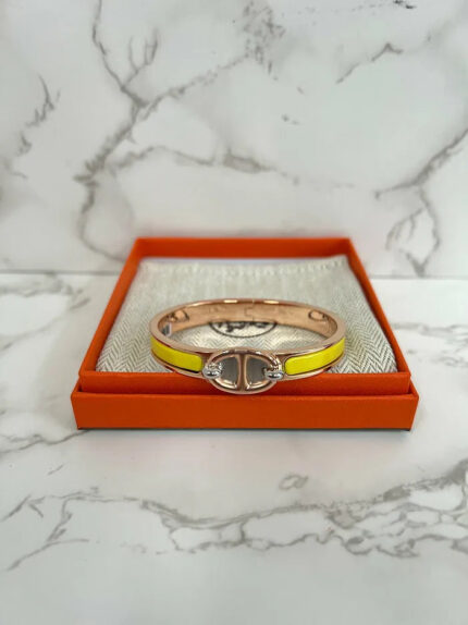 ❤️Hermes Mini Clic Ch D’ancre Bracelet Jaune Tennis RGHW Pm Size