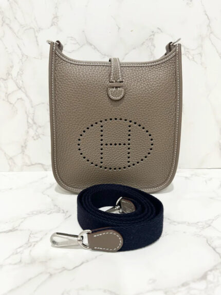 Hermes Mini Evelyne 16 TC Etoupe Bleu Indigo PHW W Stamp