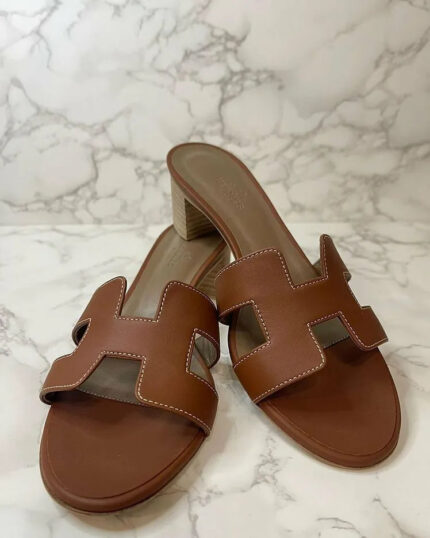 Hermes Oasis Sandal Heel  Gold  Size 37