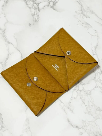 ❤️Hermes Calvi Duo Compact card holder epsom Sesame 2S❤️