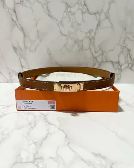 Hermes Kelly 18 Adjustable Belt Gold RGHW 60cm-100cm