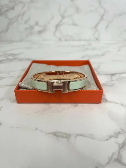 ❤️Hermes Clic H Bracelet Vert Fizz RGHW GM Size