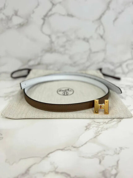 Hermes Reversible leather strap 13mm 70cm  Etoupe Nata