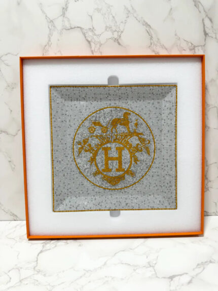 ❤️Hermes Mosaique au 24 gold square plate n°5 Size 5 23cm