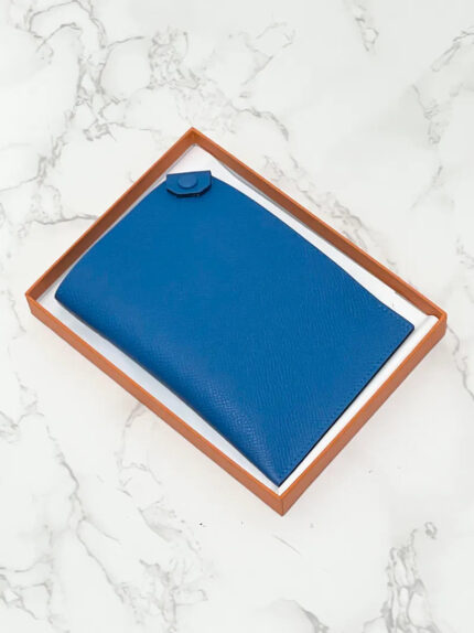 ❤️ Hermes Porte-Passeport Tarmac Passport Holder Epsom Bleu Zanzibar B3