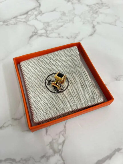 Hermes Bijou D'Oreille Olympe Earrings Noir Lizard GHW