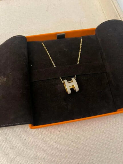 Hermes Pop H Pendant Necklace Marron Glace GHW