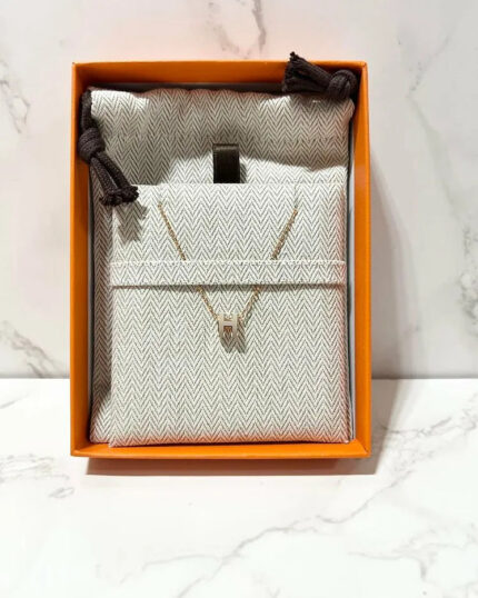 ❤️Hermes Mini Pop H Necklace  Marron Glace RGHW