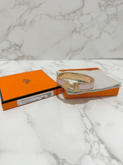 Hermes Clic H Plaque Rose Candeur RGHW  Bracelet PM Size 17cm
