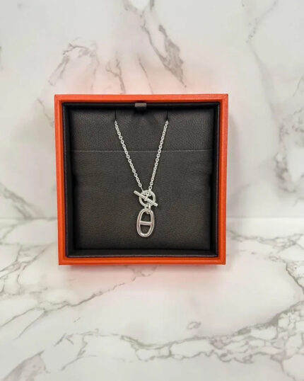 Hermes Chaine d'ancre pendant Necklace 925 Silver