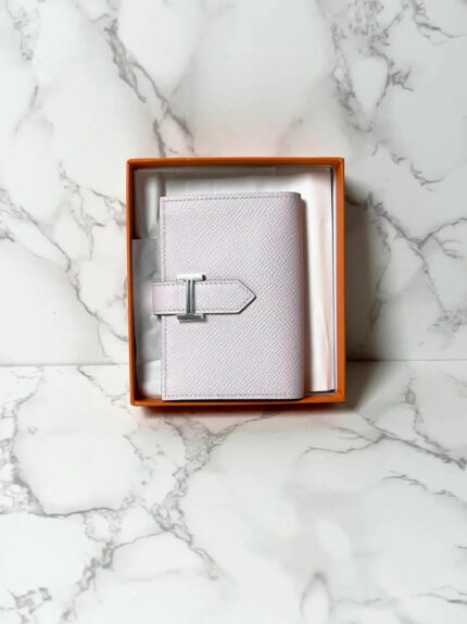 ❤️Hermes Bearn Card Holder Wallet Epsom Mauve Pale PHW