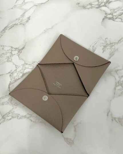 Hermes Calvi card holder epsom  Etoupe