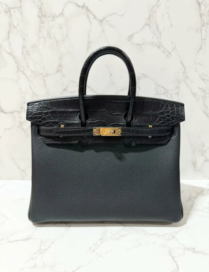 Hermes Birkin 25 Touch Noir GHW Alligator Missi Mat