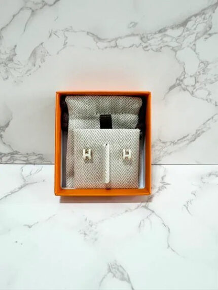 ❤️Hermes Mini Pop H Earrings Blanc RGHW