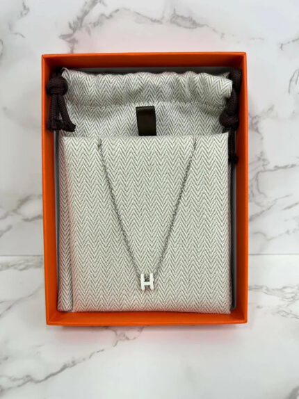 Hermes Mini Pop H Pandant Necklace Blanc PHW2️⃣