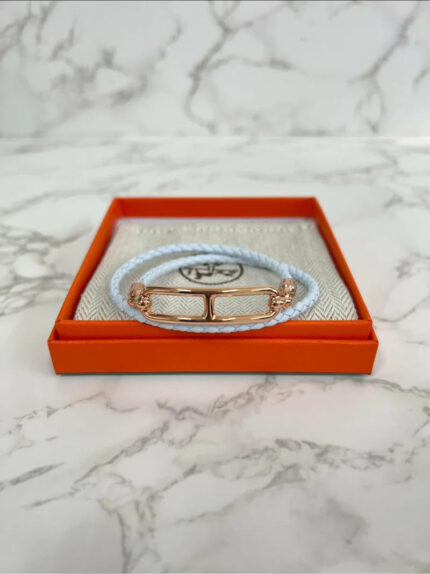 Hermes roulis double tour bracelet Bleu brume RGHW T2