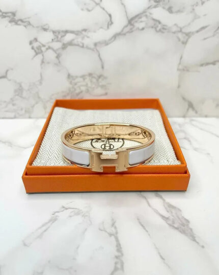 Hermes Clic H Bracelet Blanc  RGHW